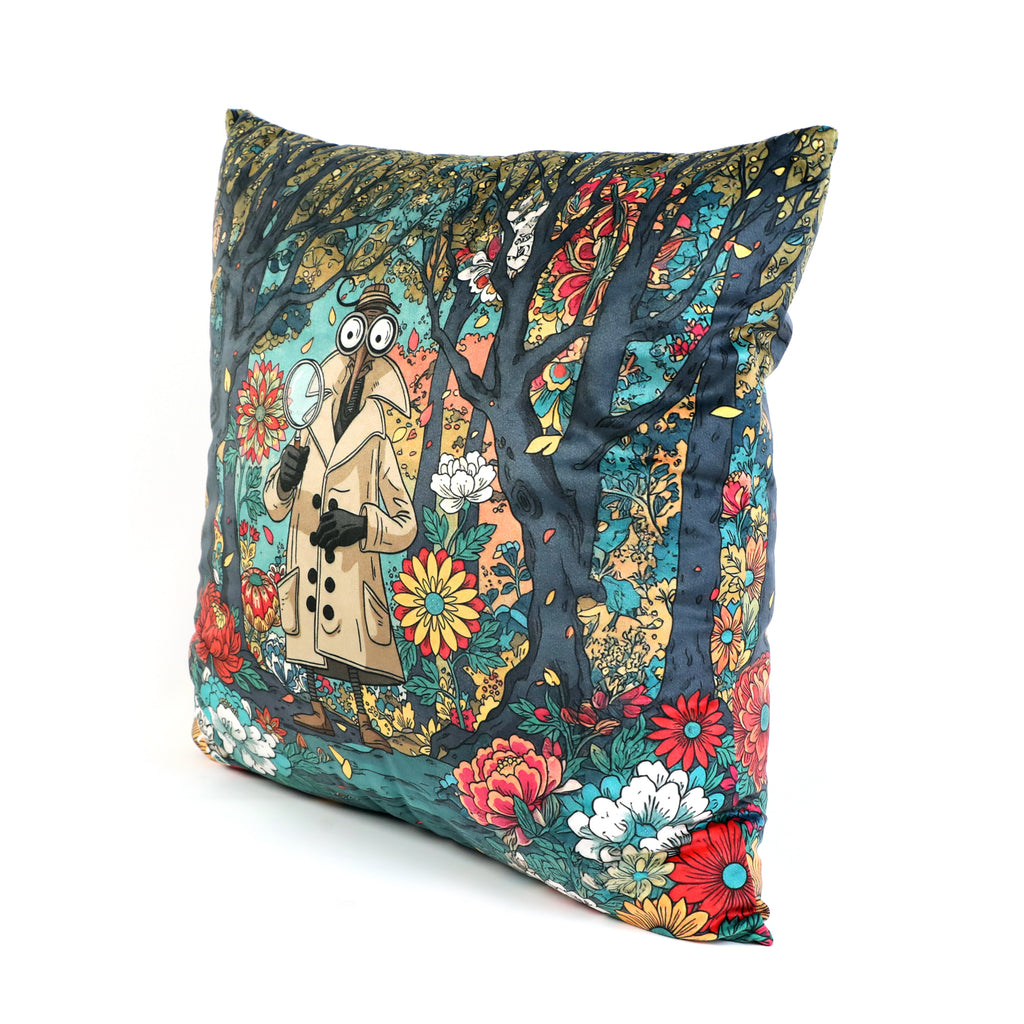 Square Throw Pillow: Detective Cog's Retreat