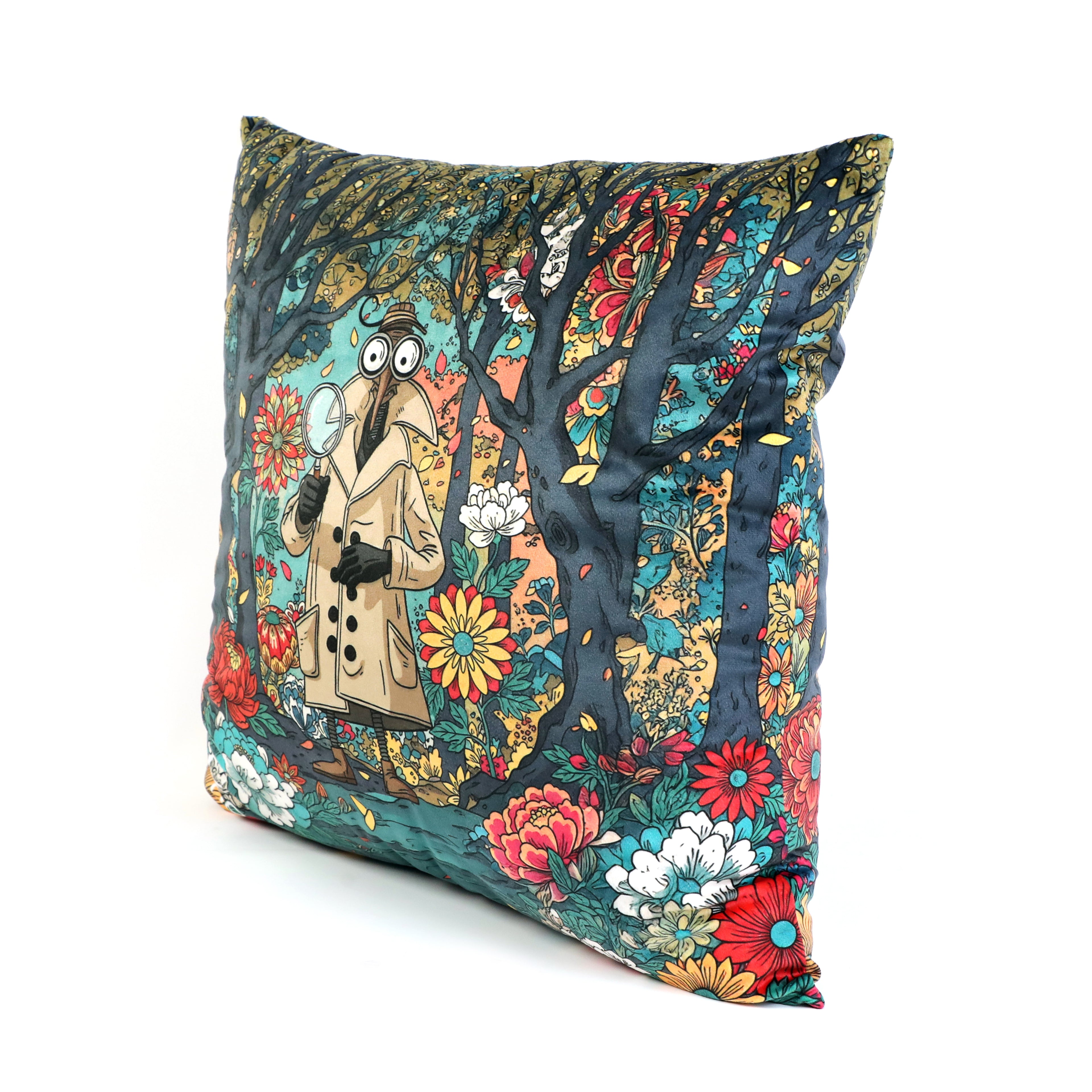 Square Throw Pillow: Detective Cog's Retreat